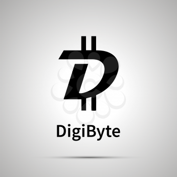 DigiByte cryptocurrency simple black icon with shadow