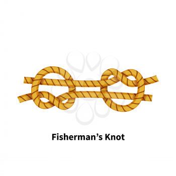 Fisherman's sea knot. Bright colorful how-to guide isolated on white
