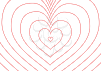Infinity pink heart silhouette on white, a4 size horizontal illustration