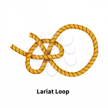 Lariat Loop sea knot. Bright colorful how-to guide isolated on white