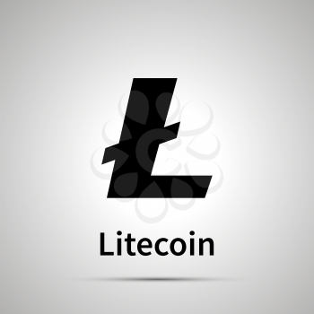 Litecoin cryptocurrency simple black icon with shadow
