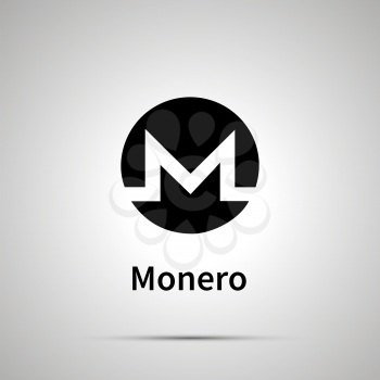 Monero cryptocurrency simple black icon with shadow