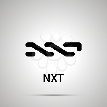NXT cryptocurrency simple black icon with shadow