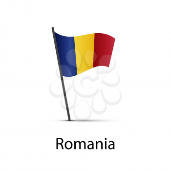 Romania flag on pole, infographic element isolated on white