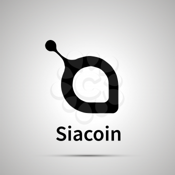 Siacoin cryptocurrency simple black icon with shadow