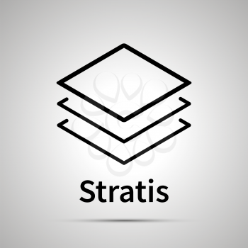Stratis cryptocurrency simple black icon with shadow