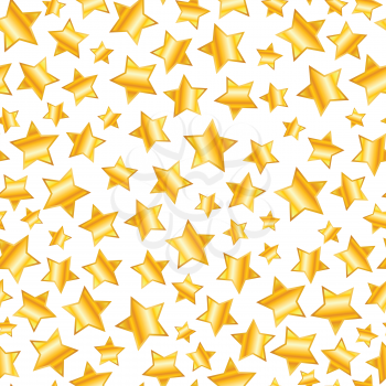 A lot of golden stars on white background, seamless pattern