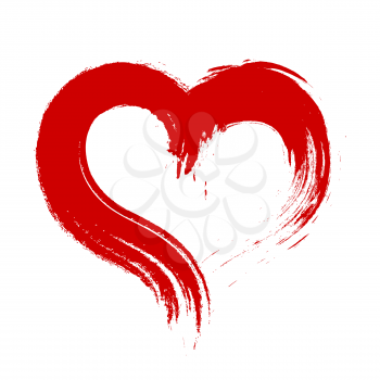 Dirty paint of red heart icon on white