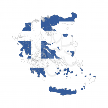 Greece country silhouette with flag on background on white