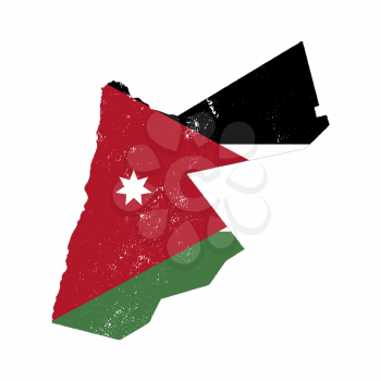 Jordan country silhouette with flag on background on white