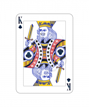 King of Clubs playing card with on white
