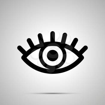 Open eye with pupil and eyelashes sign, simple black icon