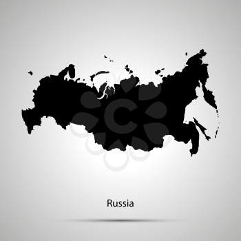 Russia country map, simple black silhouette