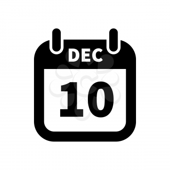 Simple black calendar icon with 10 december date on white