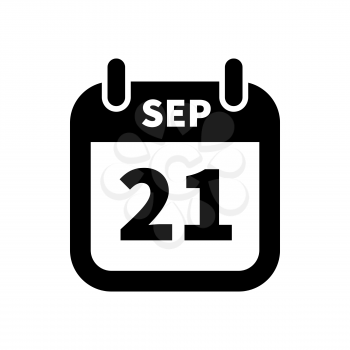 Simple black calendar icon with 21 september date on white