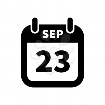 Simple black calendar icon with 23 september date on white
