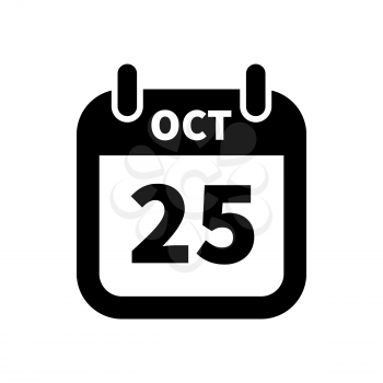 Simple black calendar icon with 25 october date on white