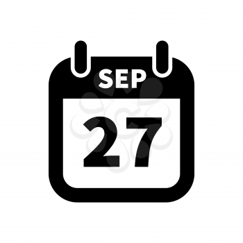 Simple black calendar icon with 27 september date on white