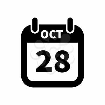 Simple black calendar icon with 28 october date on white