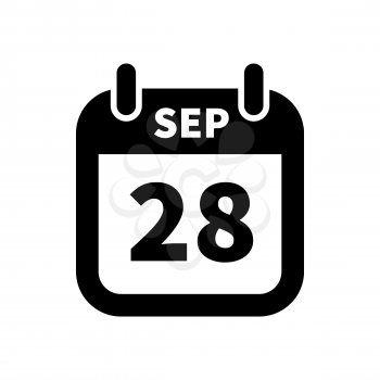Simple black calendar icon with 28 september date on white