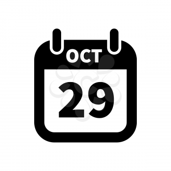Simple black calendar icon with 29 october date on white