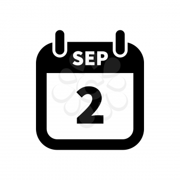 Simple black calendar icon with 2 september date on white