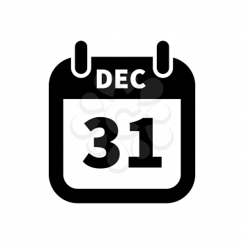 Simple black calendar icon with 31 december date on white