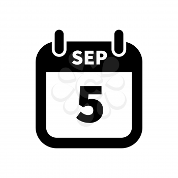 Simple black calendar icon with 5 september date on white