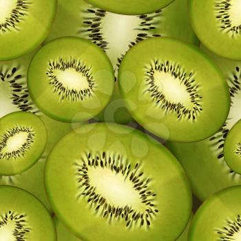 Slices of bright juicy kiwi, fruity seamless pattern