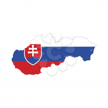 Slovakia country silhouette with flag on background on white
