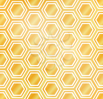 Abstract bright hexagons on white, luxury geometric seamless pattern