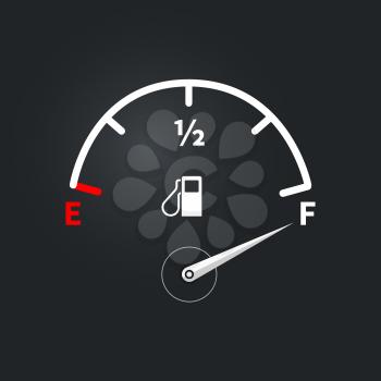 Modern fuel indicator with high fuel level on dark