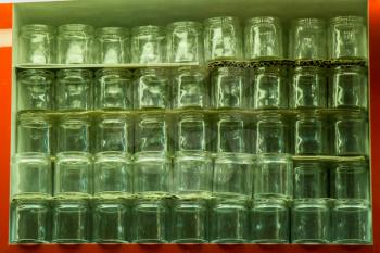Set of Empty small  transparent bottles in a box