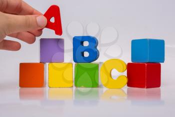 Colorful alphabet abc letters on  bloks as educational concept