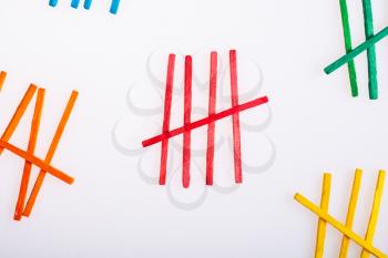Colorful counting rods for kids to learn mathematics on white