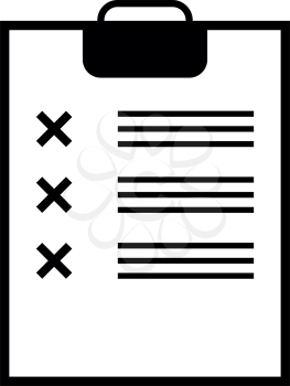 Black tablet with notes and marks bad result icon black color vector illustration isolated