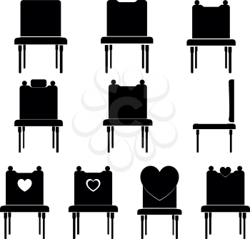 Chairs set  icons black color Simple style