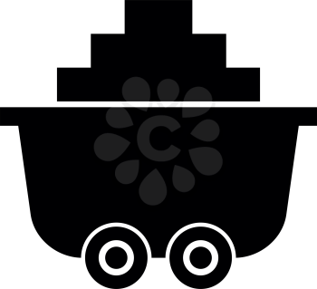 Mine cart or trolley of coal icon black color vector illustration flat style simple image