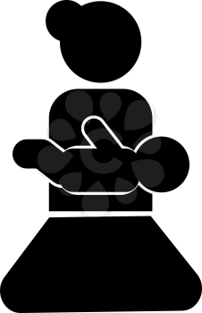 Mother holding baby on hand icon black color vector illustration flat style simple image