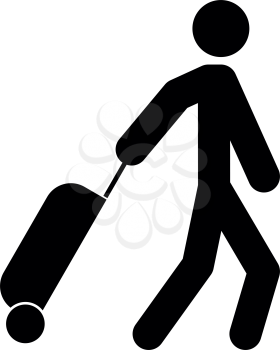 Man with suitcase it is black color icon .