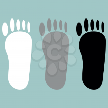 Footprint white grey black icon set.