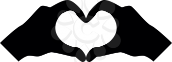 Two hands have shape heart Hands making heart symbol silhouette icon black color vector illustration flat style simple image