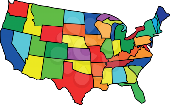 Map of America icon . Different color . Simple style .