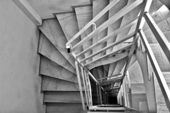 Interior staircase architecture background. Black and white.