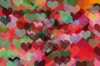 Colorful hearts abstract illustration. Grunge pattern background.