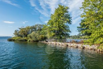 A view of a small island at Gene Coulon Park in Renton, Washington.