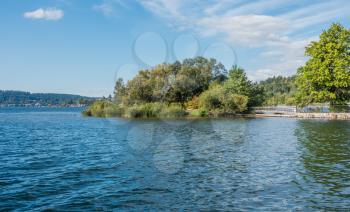 A view of a small island at Gene Coulon Park in Renton, Washington.