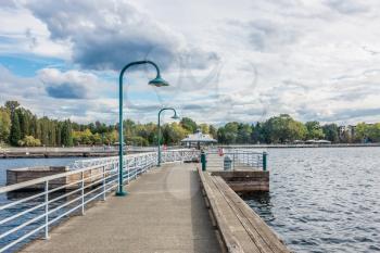 A view of a section of the pier at Coulon Park in Renton, Washington.