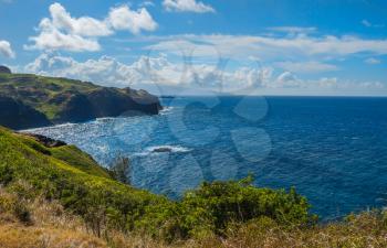 A view of the shoreline on the coast on Northwest, Maui, Hawaii.