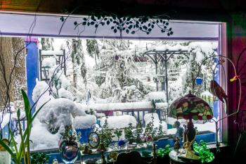 A front porch is buried in snow in Burien, Washington.